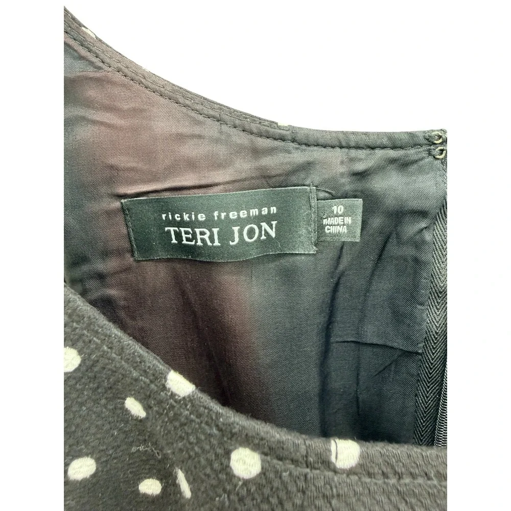 Teri Jon 2pc Dress Jacket Set Size 10 Black White Polka Dot Pique Wiggle Suit